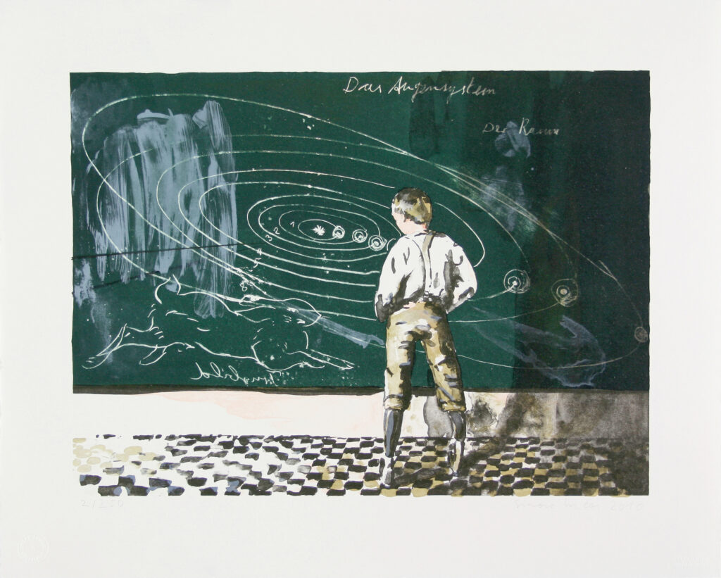 Simone Lucas, Trugbild, 2010, farbige Kreide- und Tuschelithographie (Handabzug) / 260 g Zerkall Bütten, 29,5 x 40,2 auf 40 x 50 cm